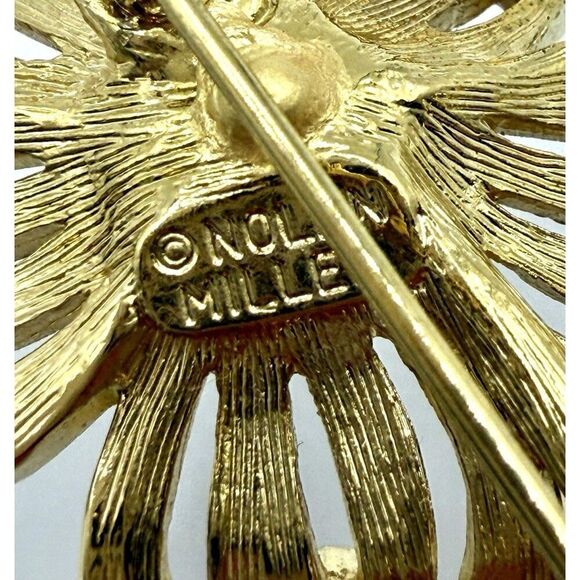 Vtg Nolan Miller Lot Of 2 Flower Brooches Enamel Rhinestones Glamour Collection - Picture 5 of 9